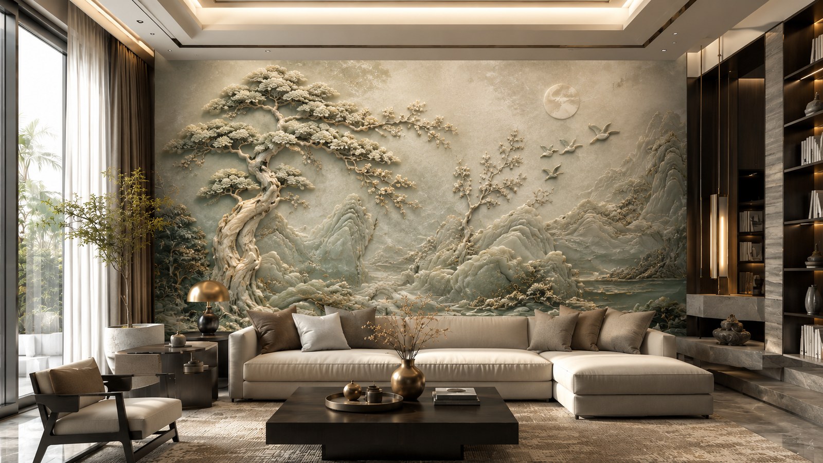 Mẫu tranh phù điêu giả ngọc